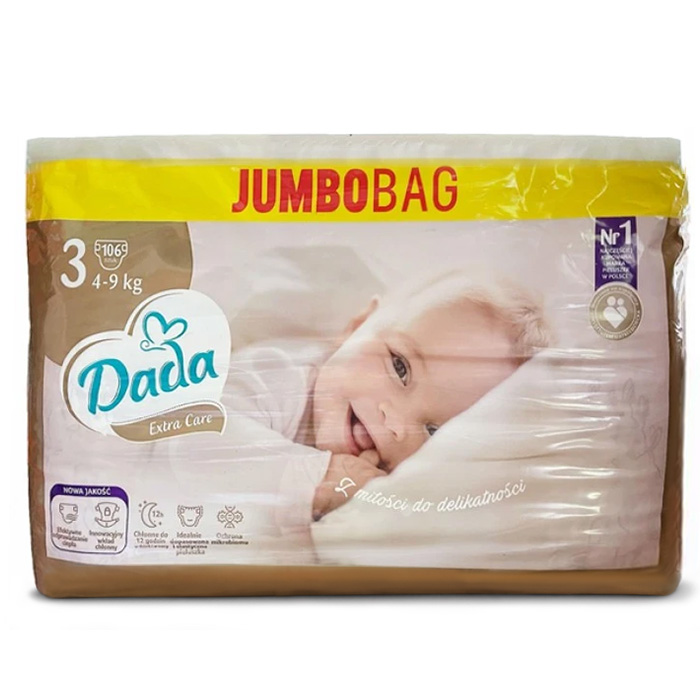 Підгузки дитячі Dada Extra Care, розмір 3 (4–9 кг), 106 шт - 